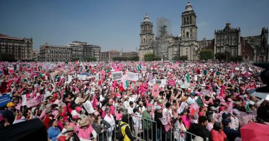 Miles de personas se reúnen en el Zócalo en la ‘Marea Rosa’ para defender la democracia y firmar el manifiesto ‘Por una nueva república’